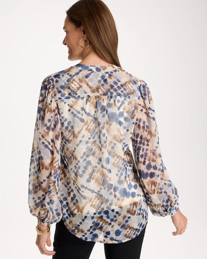 Chico's Georgette Printed Blouse Passport Blue