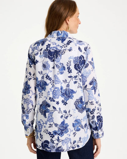 Chico's No Iron™ Linen Bloom Shirt Amparo Blue