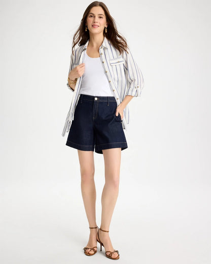 Chico's Linen-Cotton Utility Tunic Indigo