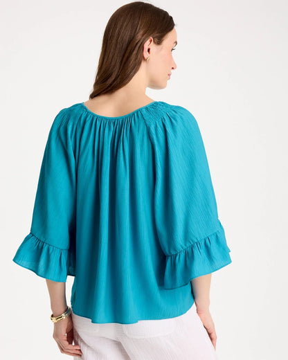 Chico's Georgette Swing Blouse Lagoon Blue