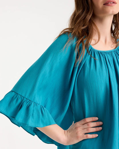 Chico's Georgette Swing Blouse Lagoon Blue