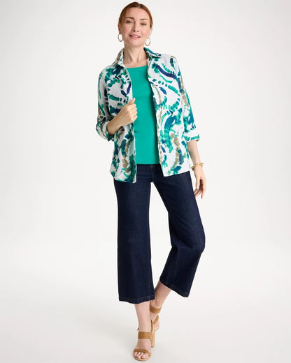 Chico's No Iron™ Athena Dye Linen Shirt Passport Blue