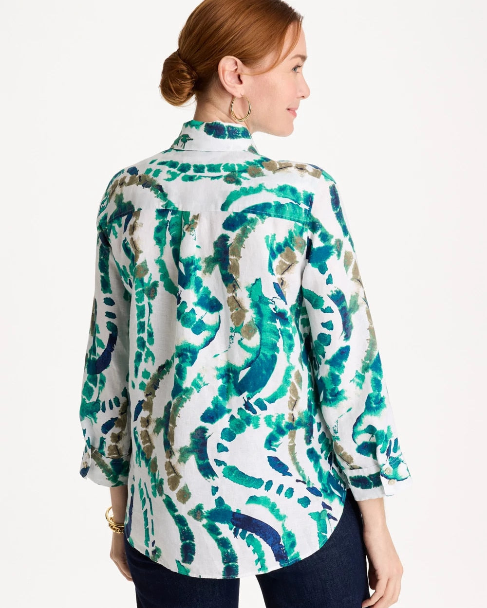 Chico's No Iron™ Athena Dye Linen Shirt Passport Blue