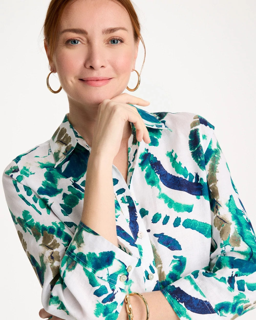 Chico's No Iron™ Athena Dye Linen Shirt Passport Blue