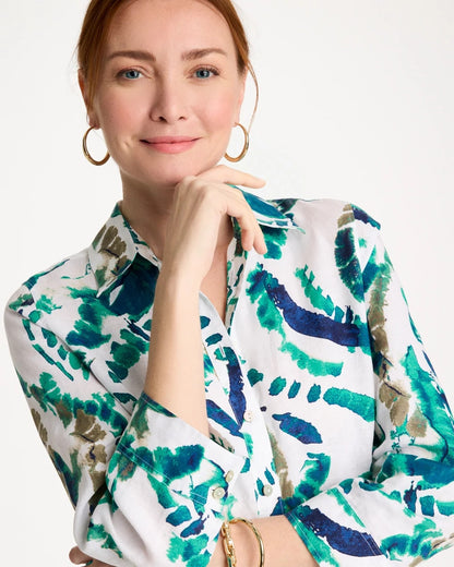 Chico's No Iron™ Athena Dye Linen Shirt Passport Blue