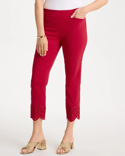 Chico's Petite Brigitte™ Slim Scalloped Ankle Pants Cherry Lush
