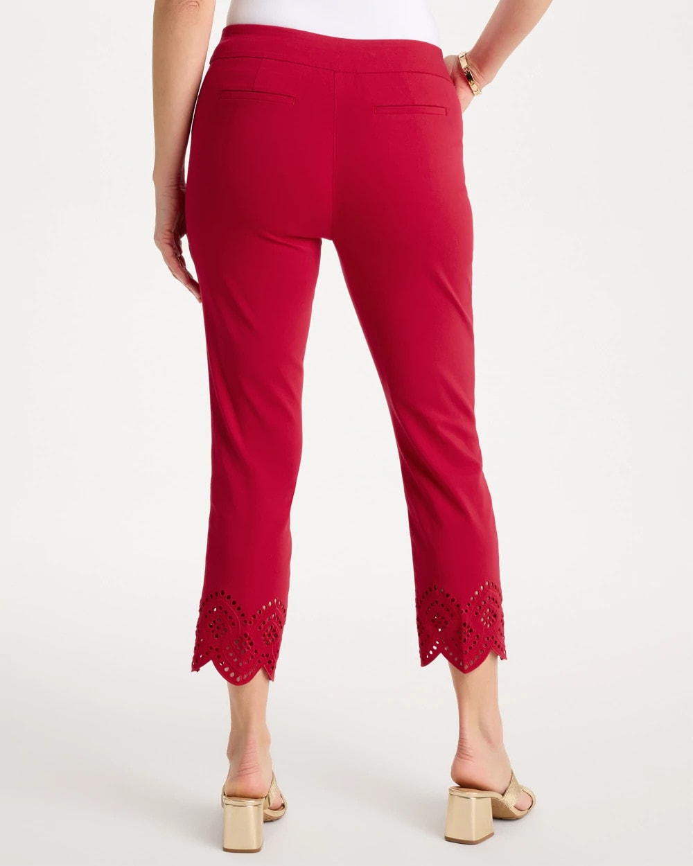 Chico's Petite Brigitte™ Slim Scalloped Ankle Pants Cherry Lush