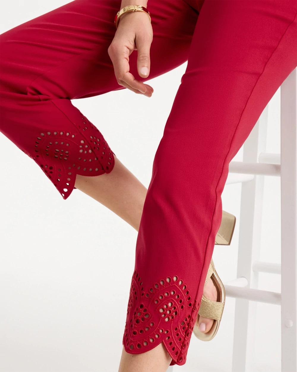 Chico's Petite Brigitte™ Slim Scalloped Ankle Pants Cherry Lush