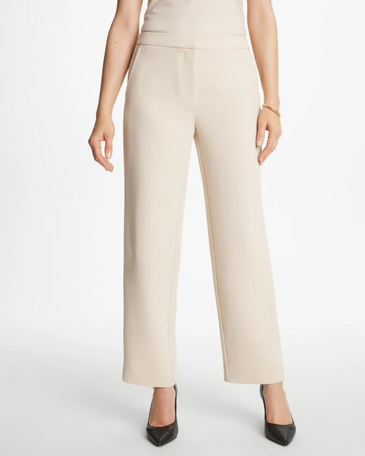 Chico's Textured Straight Tapered Ankle Pants Pale Sand