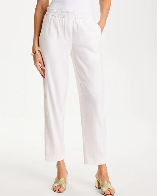 Chico's Soft-Stretch Linen Straight Tapered Ankle Pants Alabaster