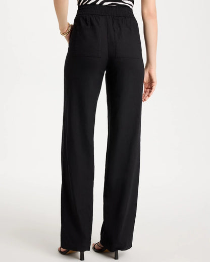 Chico's Pull-On Wide-Leg Linen Pants Black