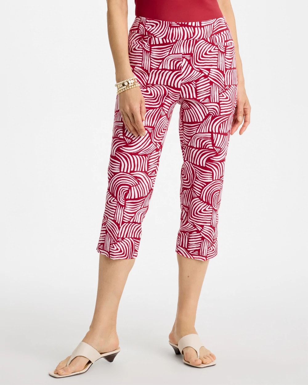 Chico's Brigitte™ Slim Geo Pull-On Capri Pant Cherry Lush