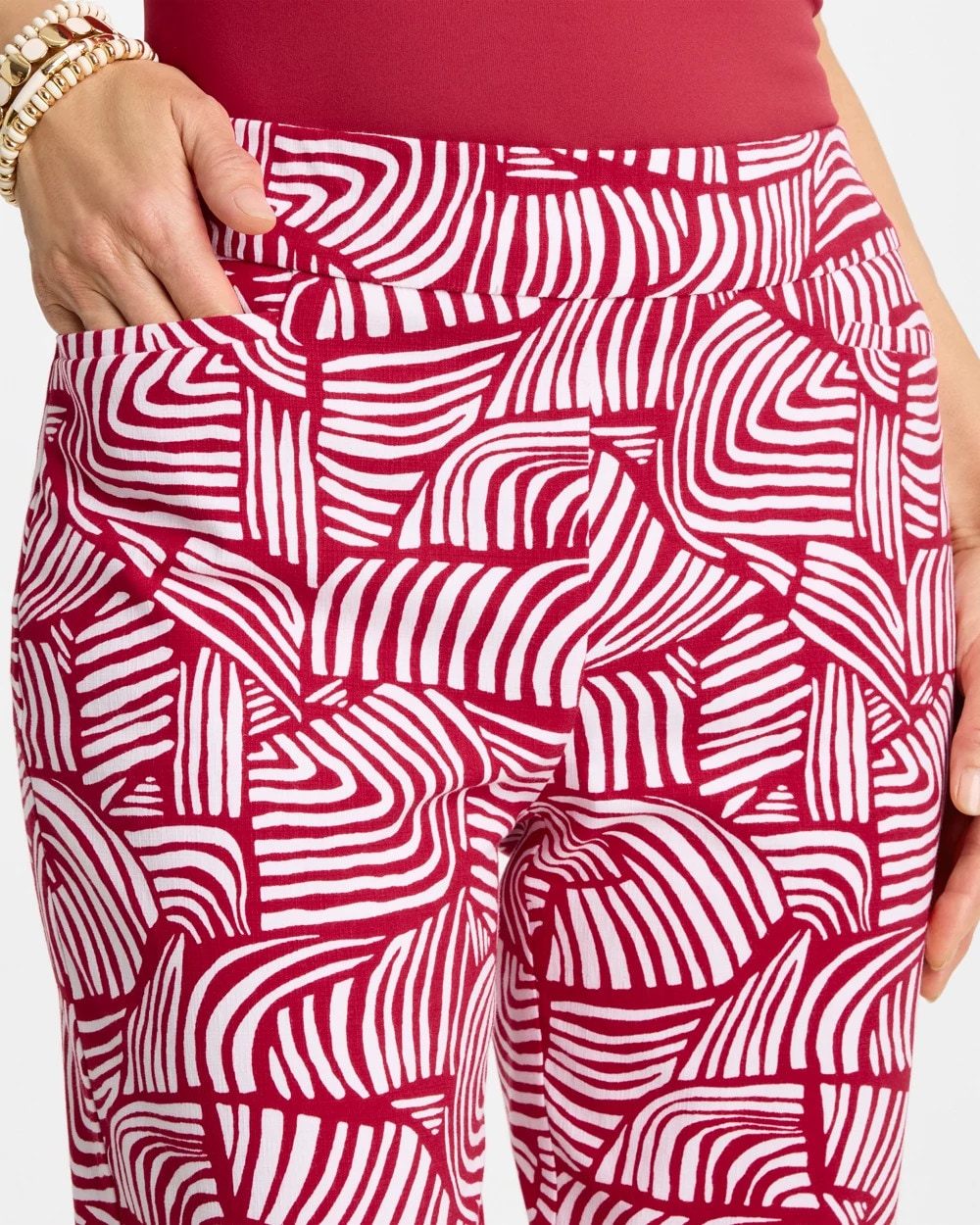 Chico's Brigitte™ Slim Geo Pull-On Capri Pant Cherry Lush