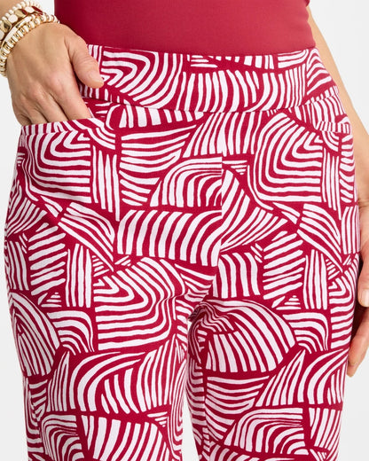 Chico's Brigitte™ Slim Geo Pull-On Capri Pant Cherry Lush