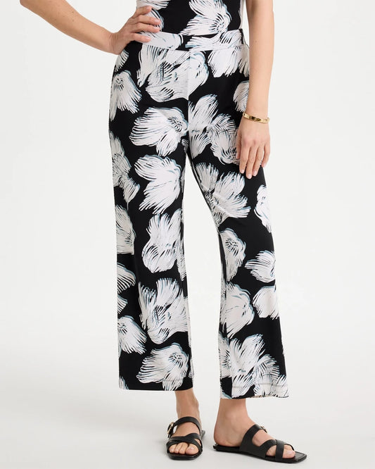 Chico's Travelers™ Knit Abstract Floral Cropped Pants Black