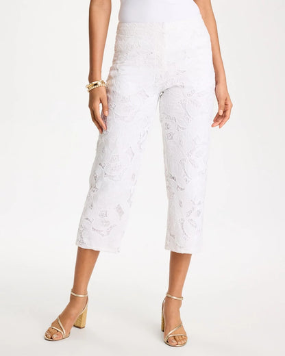 Chico's Lace Cropped Pants Alabaster