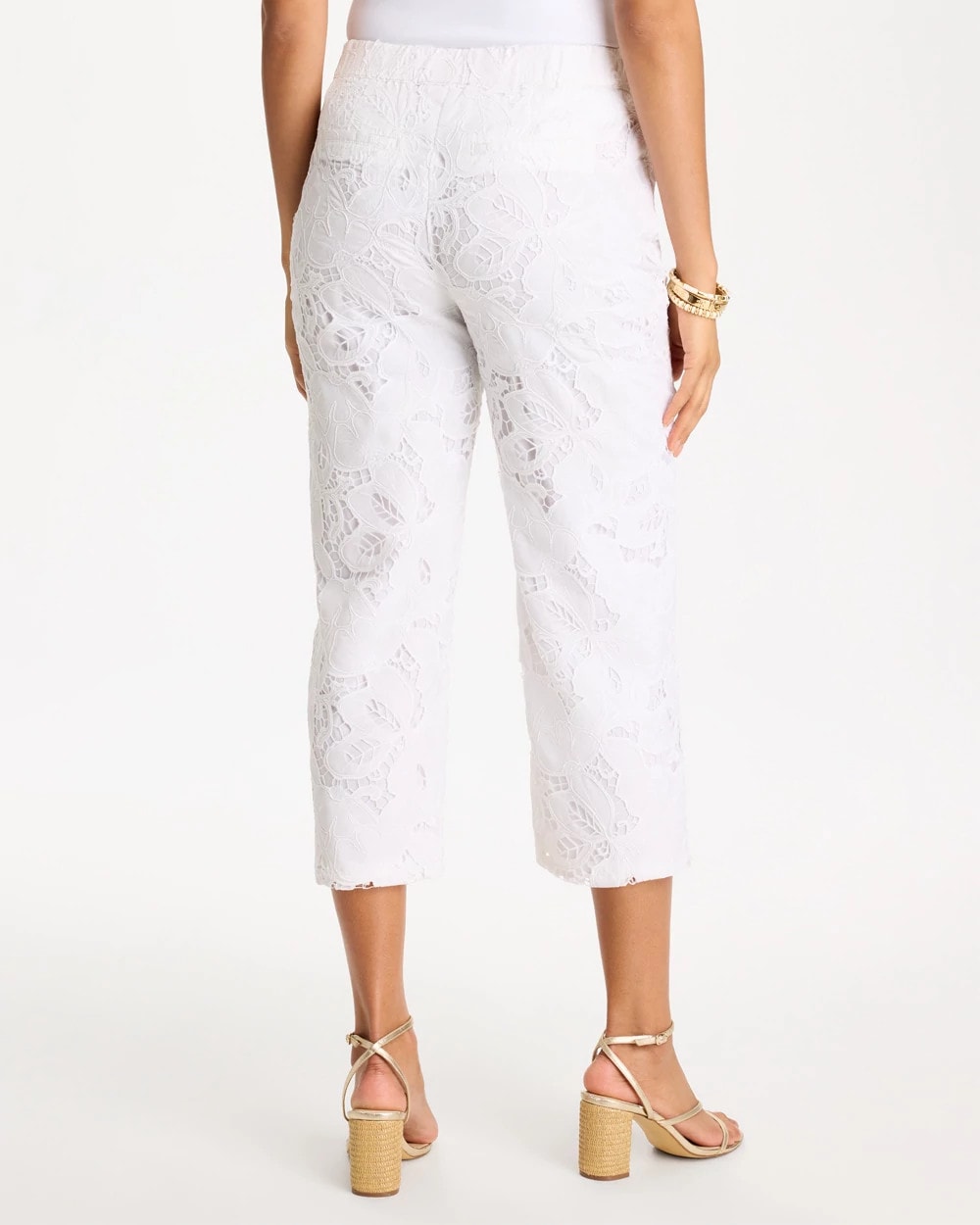 Chico's Lace Cropped Pants Alabaster