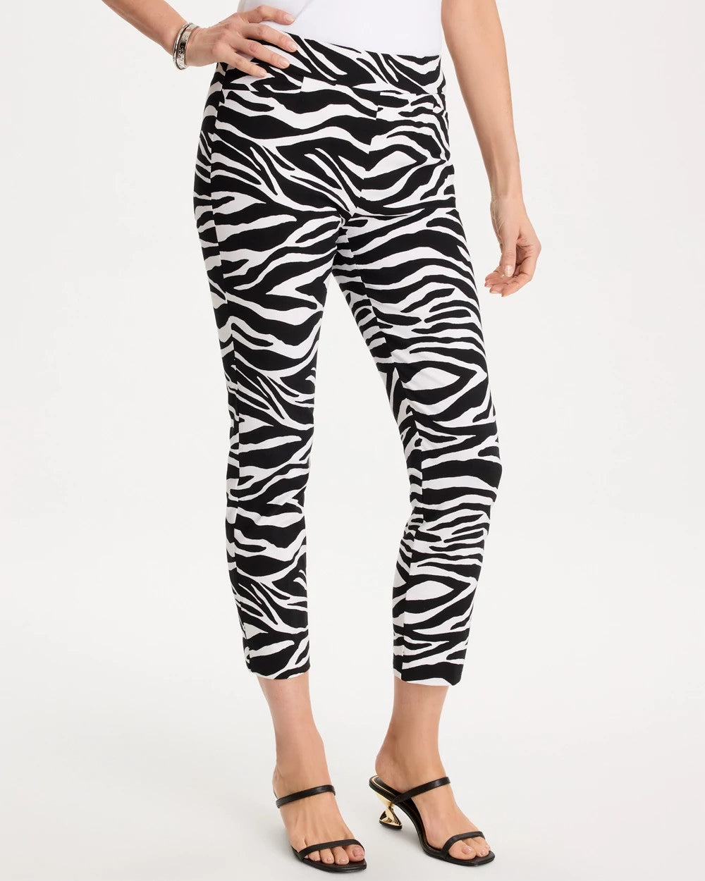 Chico's Zebra Brigitte™ Slim Pull-On Crop Pant Black
