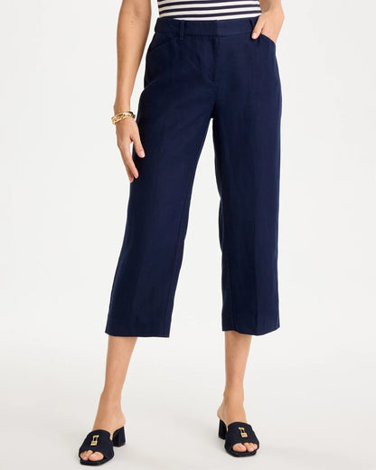 Chico's Linen Fly Front Pants Passport Blue