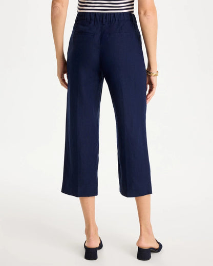 Chico's Linen Fly Front Pants Passport Blue