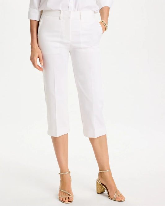 Chico's Emme Sateen Straight Capri Pants Alabaster