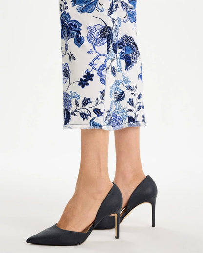 Chico's Printed Relaxed Boyfriend Chino Fray Crop Pants Alabaster