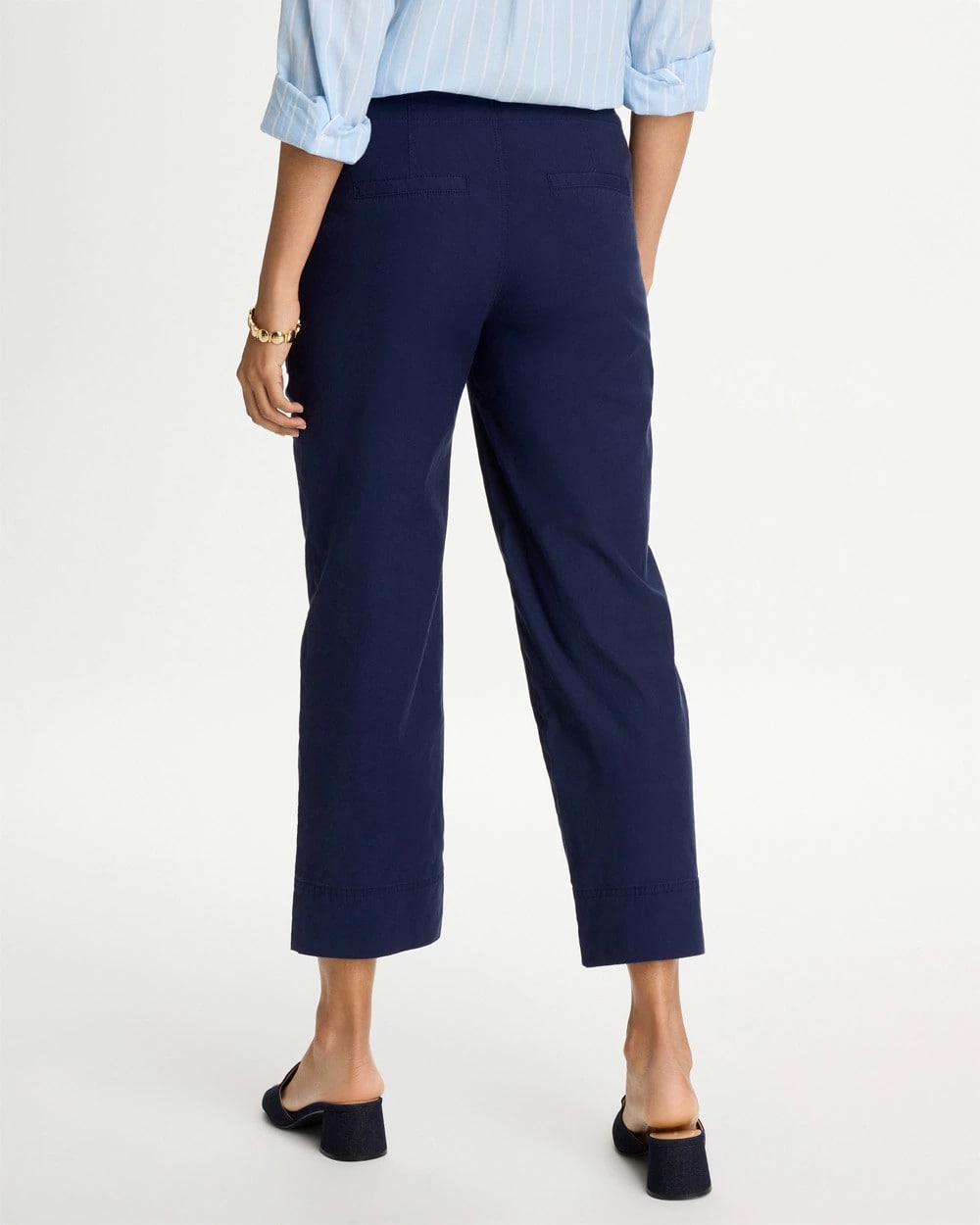 Chico's Relaxed Linen Crop Pant Passport Blue
