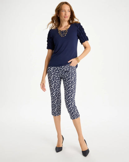 Chico's Brigitte™ Slim Printed Pull-On Capri Pant Passport Blue