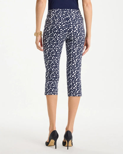 Chico's Brigitte™ Slim Printed Pull-On Capri Pant Passport Blue