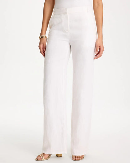 Chico's Straight-Leg Linen Pants Alabaster