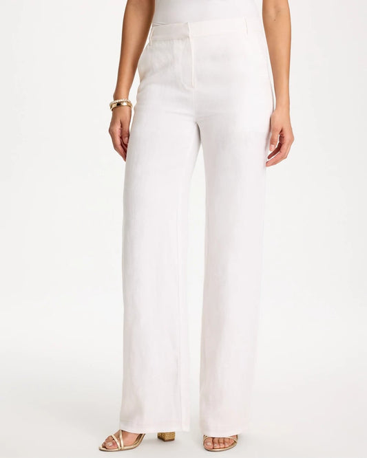 Chico's Straight-Leg Linen Pants Alabaster