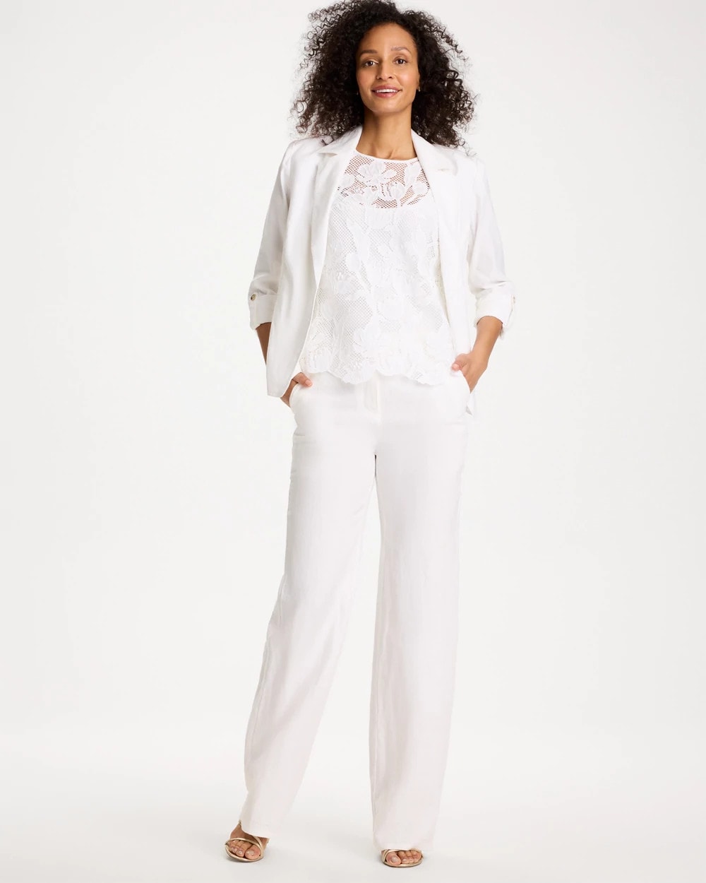Chico's Straight-Leg Linen Pants Alabaster