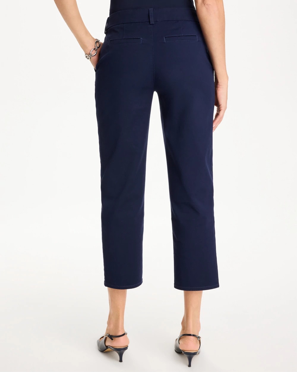 Chico's Relaxed Boyfriend Chino Crop Pants Passport Blue