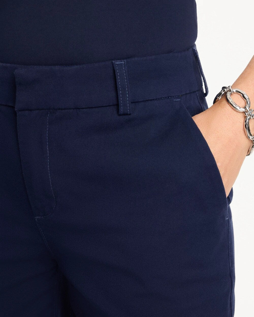 Chico's Relaxed Boyfriend Chino Crop Pants Passport Blue