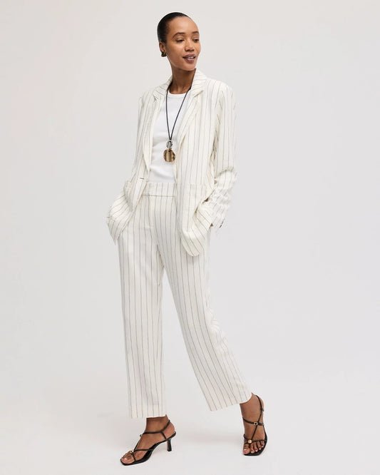 Chico's Striped Linen Wide-Leg Ankle Pants Ecru