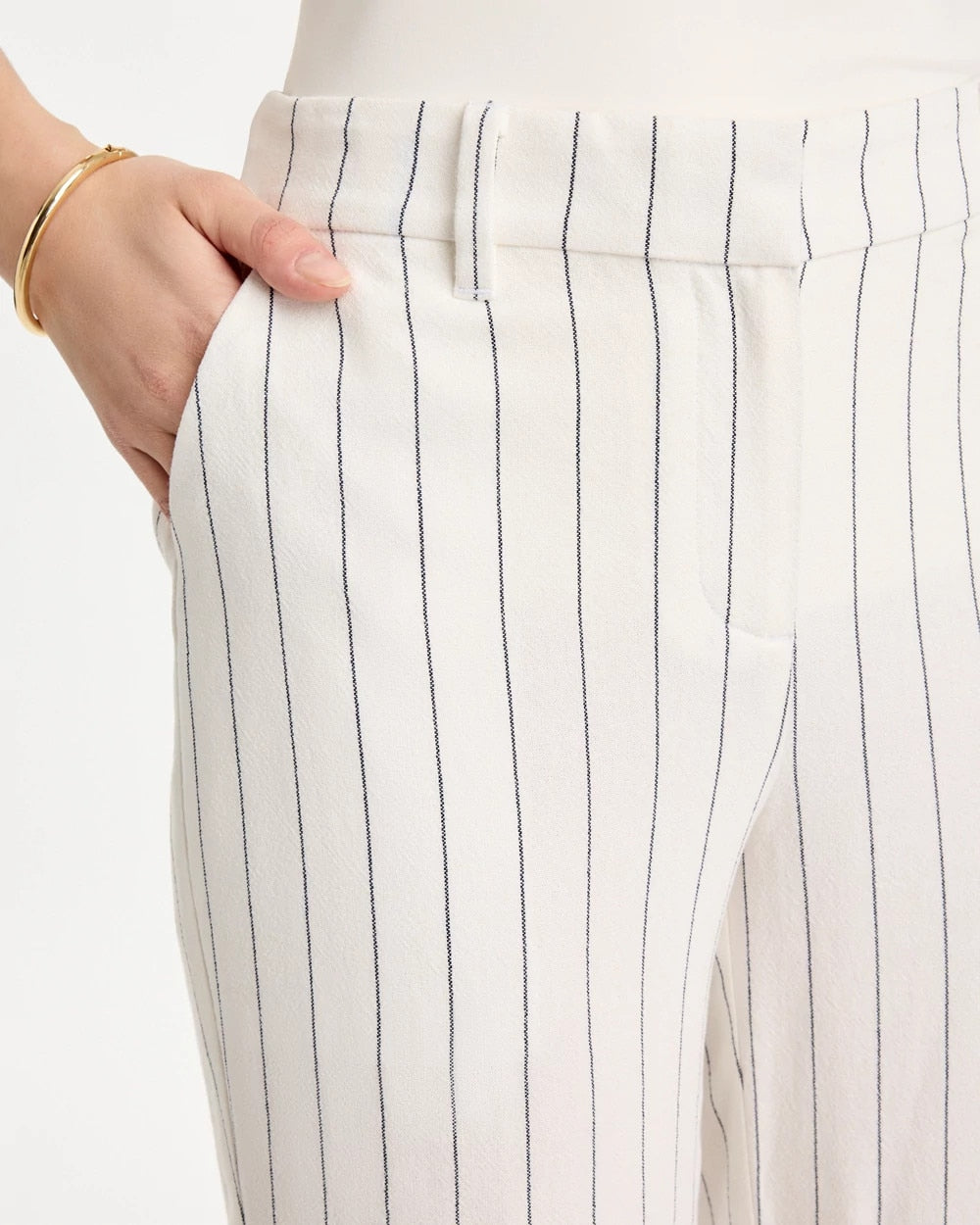 Chico's Striped Linen Wide-Leg Ankle Pants Ecru