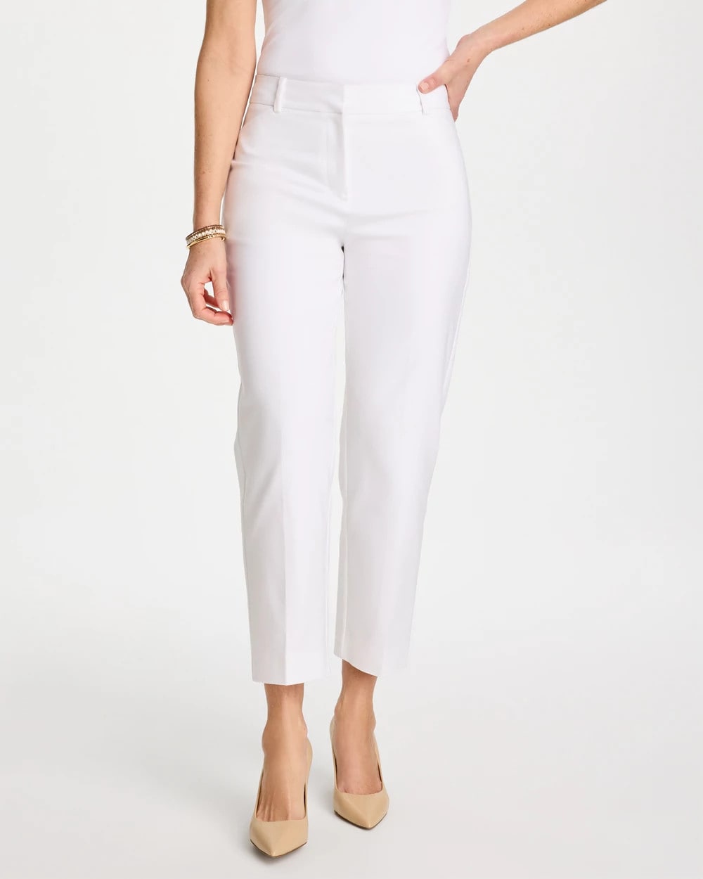 Chico's Emme Slim Ankle Pants Alabaster