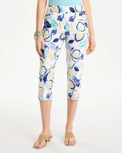 Chico's Brigitte™ Slim Handpainted Pull-On Capri Passport Blue