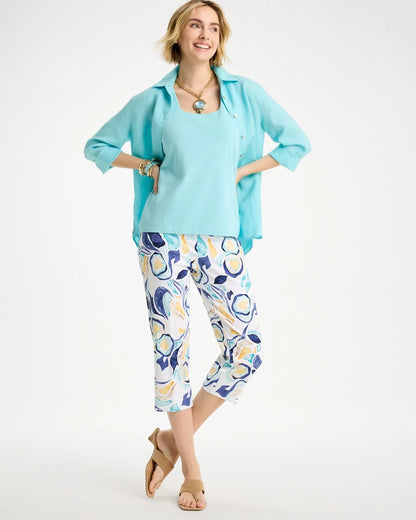 Chico's Brigitte™ Slim Handpainted Pull-On Capri Passport Blue
