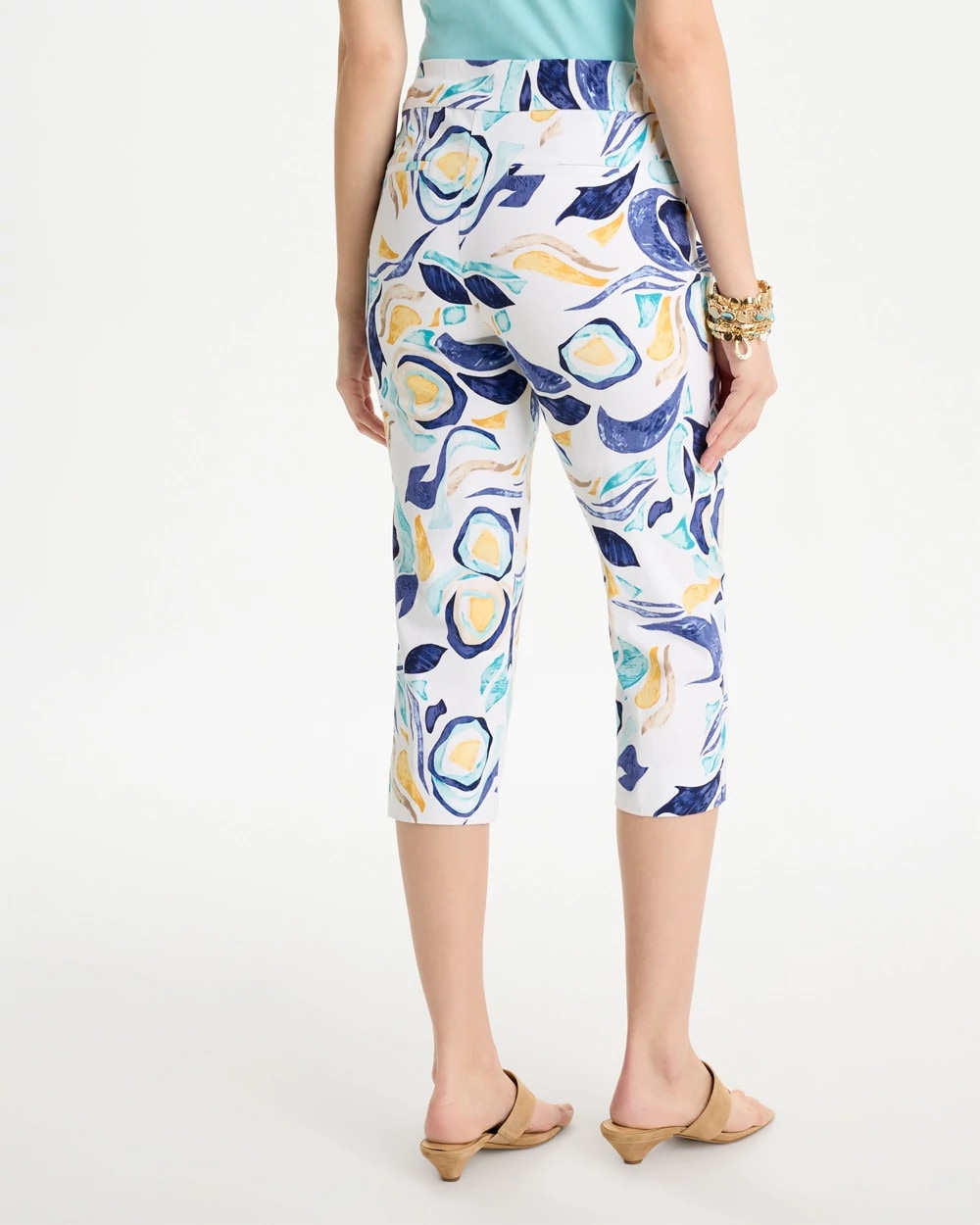 Chico's Brigitte™ Slim Handpainted Pull-On Capri Passport Blue