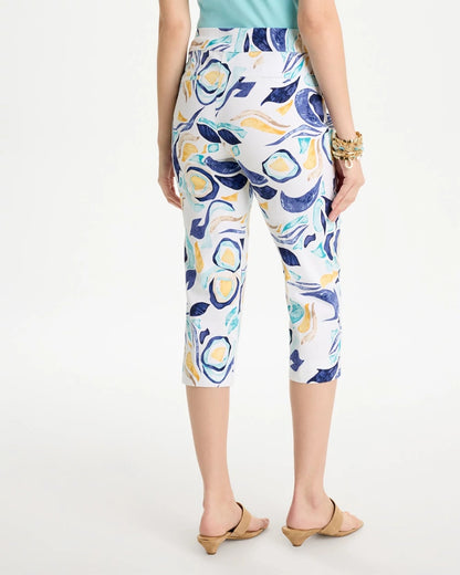 Chico's Brigitte™ Slim Handpainted Pull-On Capri Passport Blue