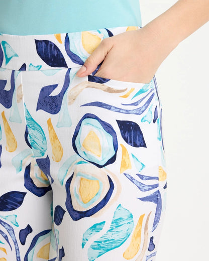 Chico's Brigitte™ Slim Handpainted Pull-On Capri Passport Blue