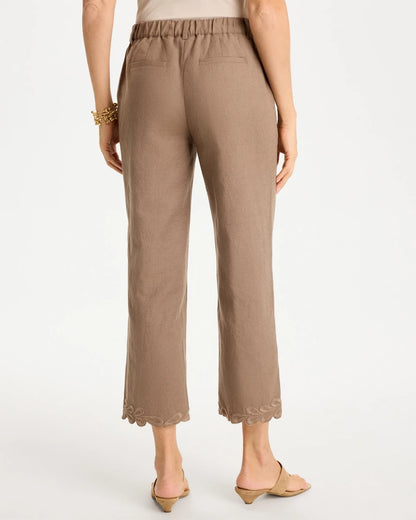 Chico's Linen Fly Front Pants Topaz Smoke