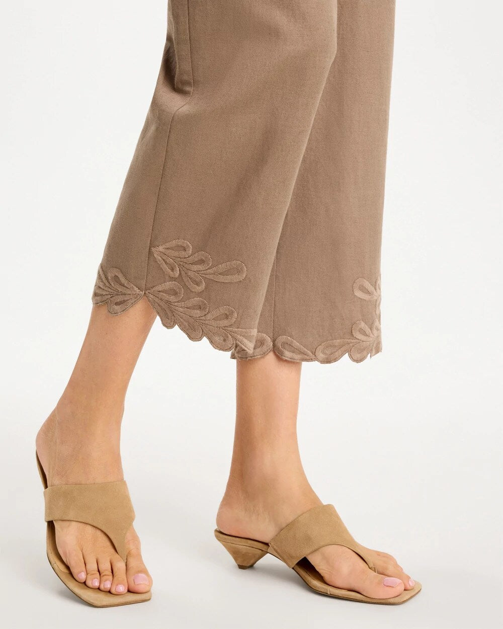 Chico's Linen Fly Front Pants Topaz Smoke