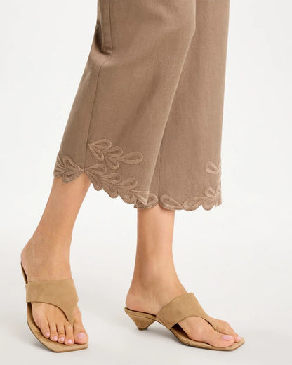 Chico's Linen Fly Front Pants Topaz Smoke