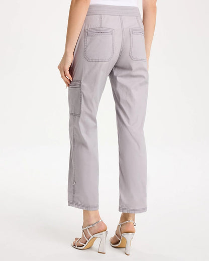 Chico's Poplin Cropped Roll Tab Pants Titanium