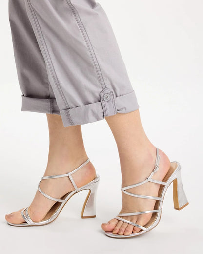 Chico's Poplin Cropped Roll Tab Pants Titanium