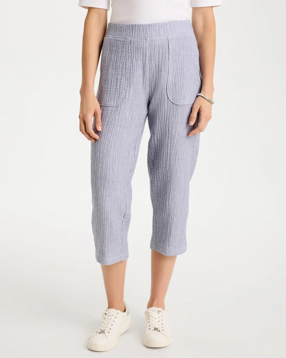 Chico's Zenergy® Striped Gauze Cropped Pants Blue