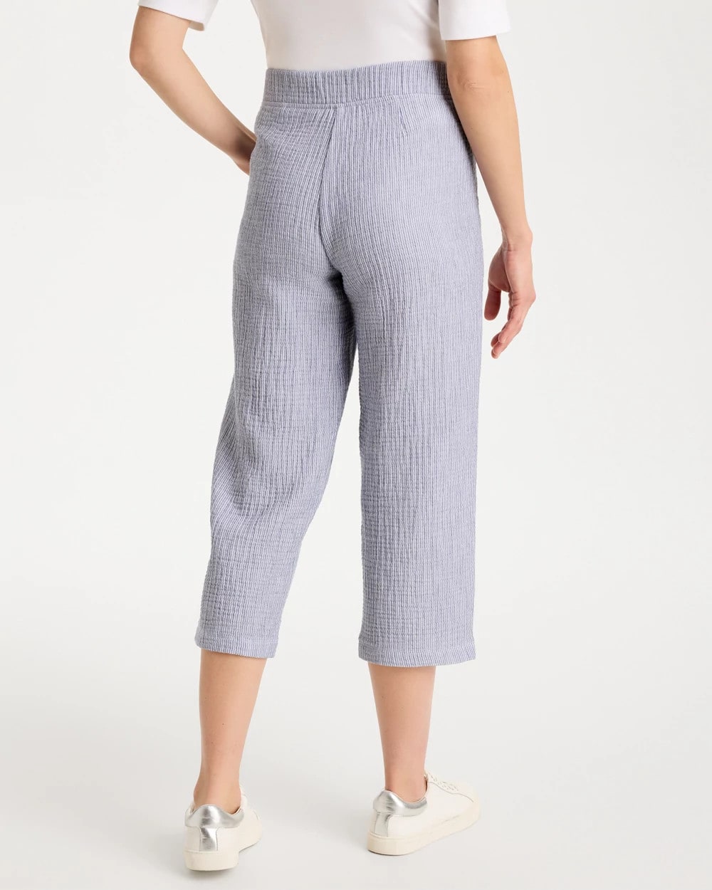 Chico's Zenergy® Striped Gauze Cropped Pants Blue
