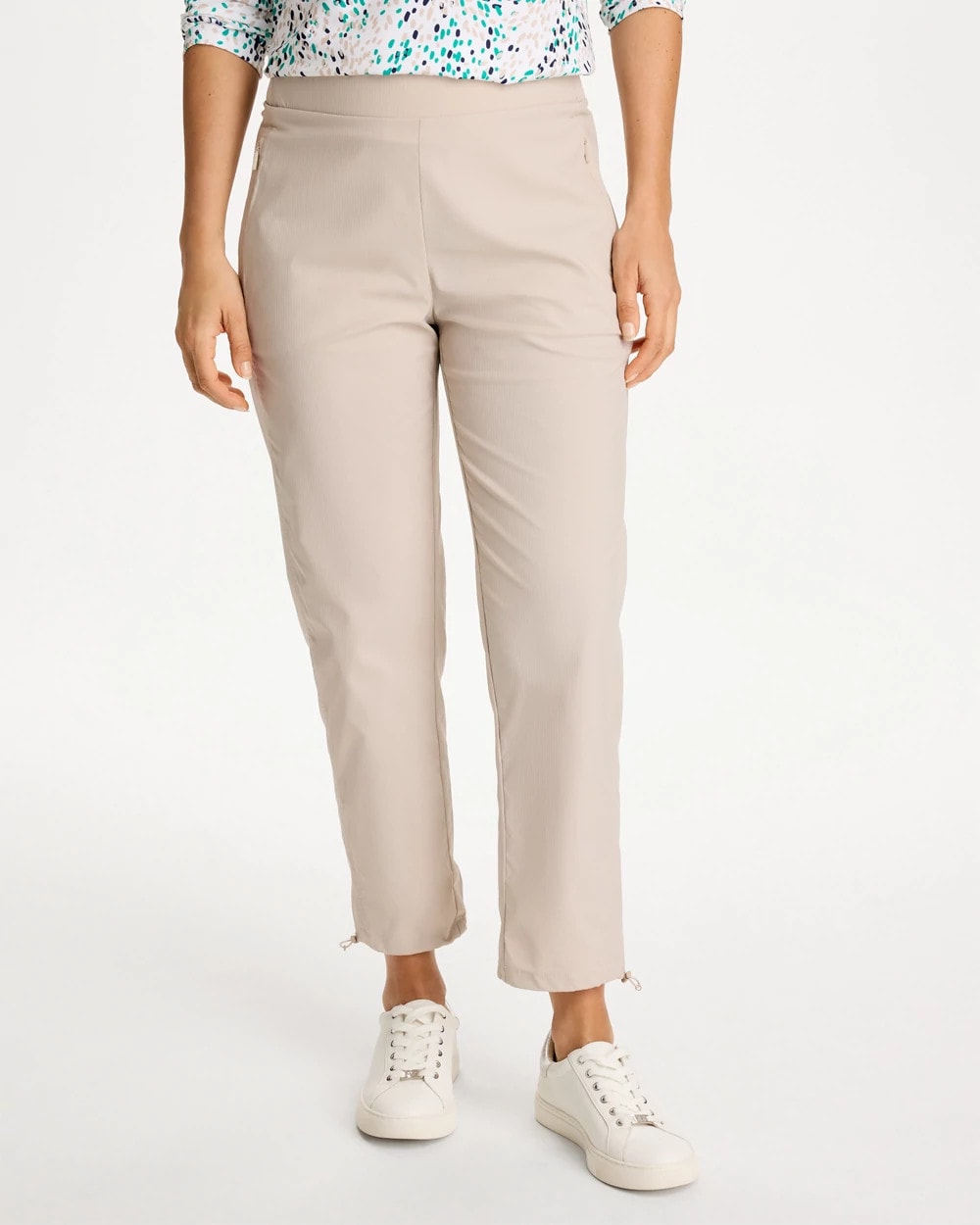 Chico's Zenergy® Striped UPF Bungee Crop Pants Smokey Taupe